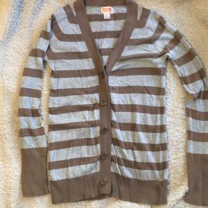 Gray and taupe striped cardigan